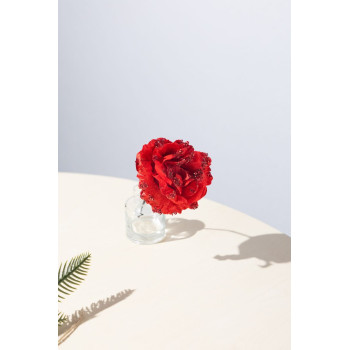 MagicHome Christmas Flower, Rose, Red, 17 cm, Flower Size: 9 cm