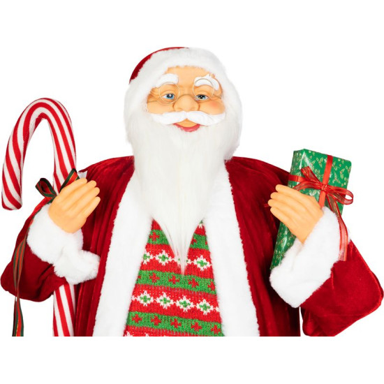 MagicHome Christmas decoration, Santa, with gift, red, 120 cm