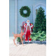 MagicHome Christmas decoration, Santa, with gift, red, 120 cm