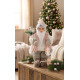 MagicHome Christmas decoration, Santa, with gift, pink-brown, 30 cm