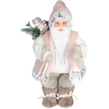MagicHome jõulukaunistus, jõuluvana, kingitusega, roosa pruun, 30cm