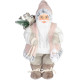 MagicHome Christmas decoration, Santa, with gift, pink-brown, 30 cm