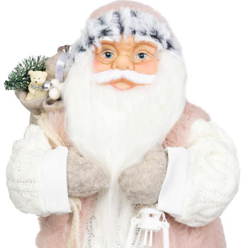 MagicHome jõulukaunistus, jõuluvana, kingitusega, roosa pruun, 46cm