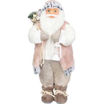 MagicHome jõulukaunistus, jõuluvana, kingitusega, roosa pruun, 46cm
