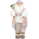 MagicHome Christmas decoration, Santa, with gift, pink-brown, 46 cm