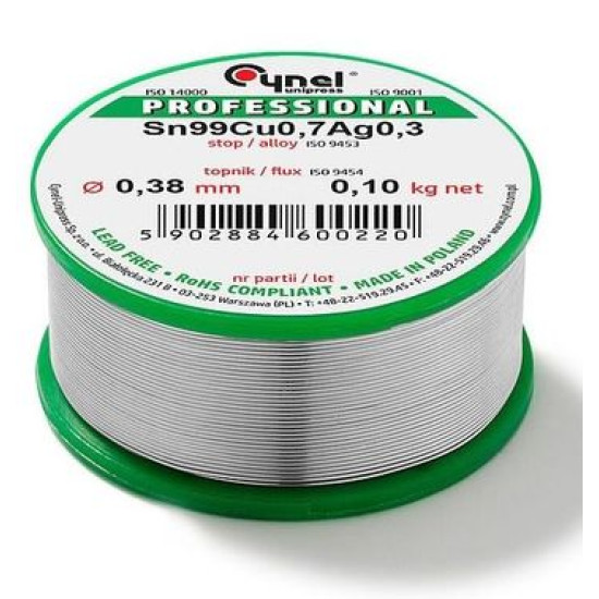 Lead Sn99Cu07Ag03-1.1.3/3.0% Ø 0.70 mm 100 g (SAC0307) Lead Sn99Cu07Ag03-1.1.3/3.0% Ø 0.70 mm 100 g (SAC0307)