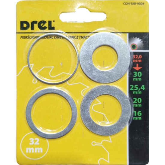 Adapter kit for circular disc, 32/30; 25.4; 20; 16 mm, 4 pcs. Adapter kit for circular disc, 32/30; 25.4; 20; 16 mm, 4 pcs.