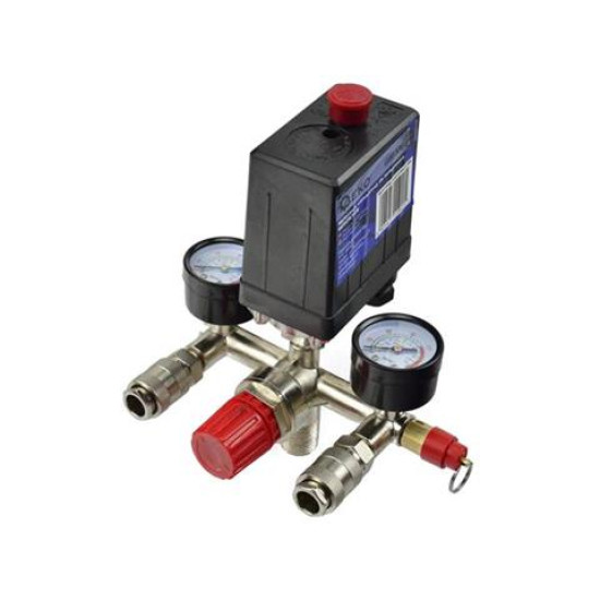 Safety valve with reducer, 2 pressure gauges