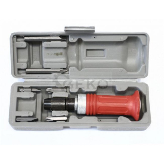 Impact screwdriver with 6 bits