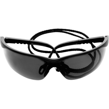 Safety glasses, tinted, adjustable temples, safety cord