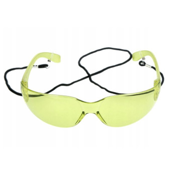 Safety glasses, polycarbonate, yellow, safety cord