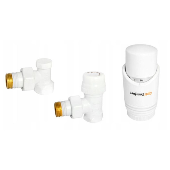 Kinnituste komplekt 1/2" nurga all, valge, termostaadiga
