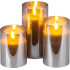 MagicHome Christmas Candle, set of 3, warm white, in glass, 3xAAA