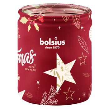 Bolsius Starlight candle, 82x68 mm, cranberry, in glass